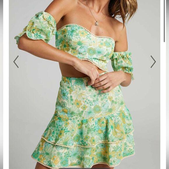 FINAL RESORT TWO PIECE RUFFLE SLEEVE MINI SET IN FRESH FLORAL - Picture 4 of 12